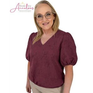 Enjoy Blouson Bloem Borduur 127612 port/wijn rood